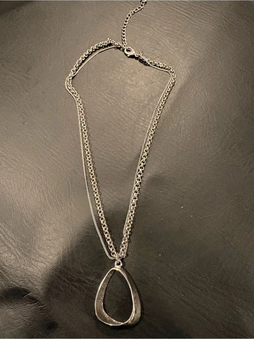 Sterling Silver Teardrop Pendant Necklace - Silver